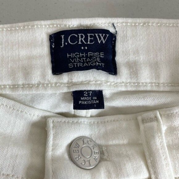 J. Crew Women's White High Rise Vintage Straight Leg Button Fly Jeans Size 27 - Picture 8 of 12